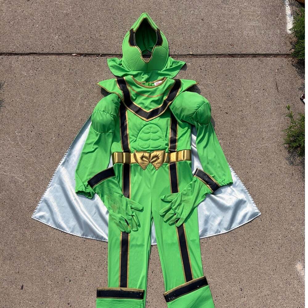 Disney Green Power Ranger Costume Youth Large Halloween Cosplay Dress Up